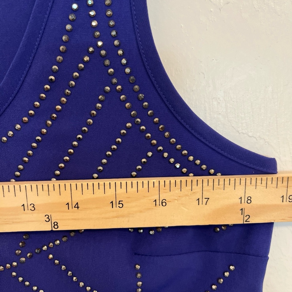Nicole by Nicole Miller Royal Blue Embellished Tank Top - Picture 6 of 7